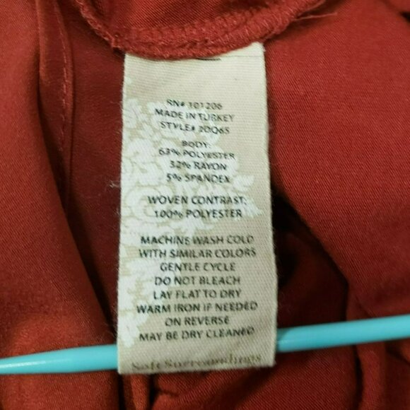 Soft Surroundings Asymmetrical Hem Long Sleeve Top, Sz XL, Rust, Contrast layer - Picture 6 of 7